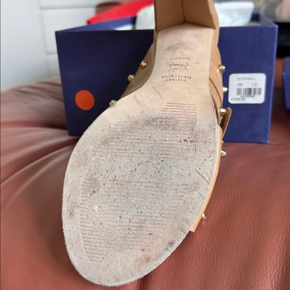 Studded Tan Heeled Sandals - Picture 4 of 6